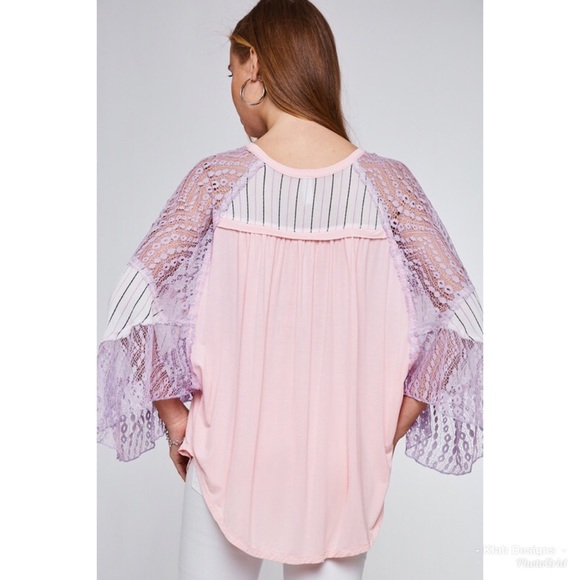 🌸LAST 1! Multi Print Sheer Wise Sleeve Top! - Picture 3 of 8